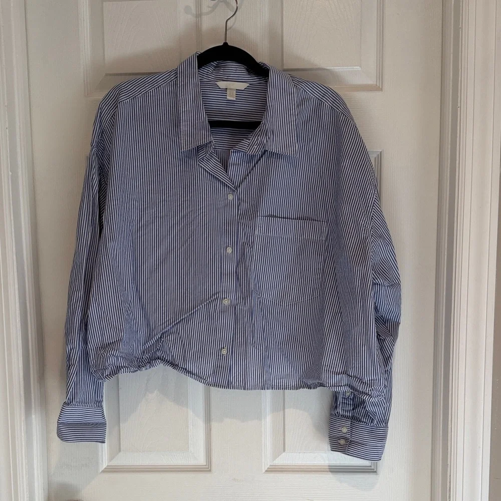 H&M Navy and White Striped Shirt - Picture 1 of 9